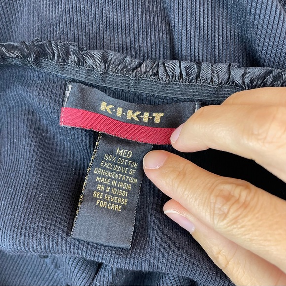 Kikit Vintage Black Silver Beaded Embellished Circles Blouse Top Women Medium - Picture 2 of 8